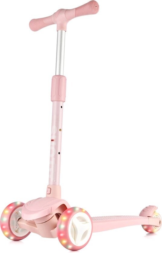 Suotu kinderstep | Lichtgevende wielen | verstelbare stuur | 3-12 jaar | roze