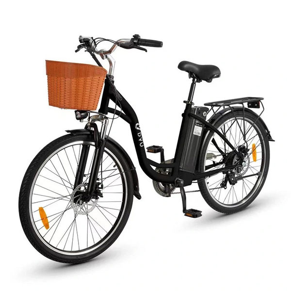 Dyu C6 E-bike | Elektrische (dames)fiets lage instap | 350w | 12.5 ah | 25 km/h | 26 inch | Gratis voormand en slot